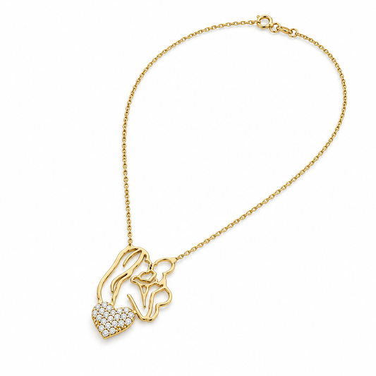 Lantisor Aur 14K Mama si copilul Inima