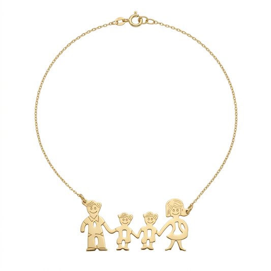 Lantisor Aur 14K Familia Tata Mama si doi Baieti