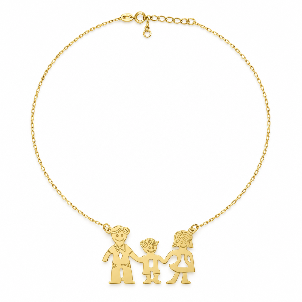 Lantisor Aur 14 K  Familia - Tata, Mama si Baietel