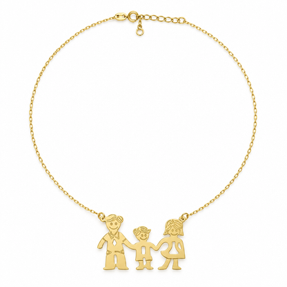 Lantisor Aur 14 K  Familia - Tata, Mama si Baietel