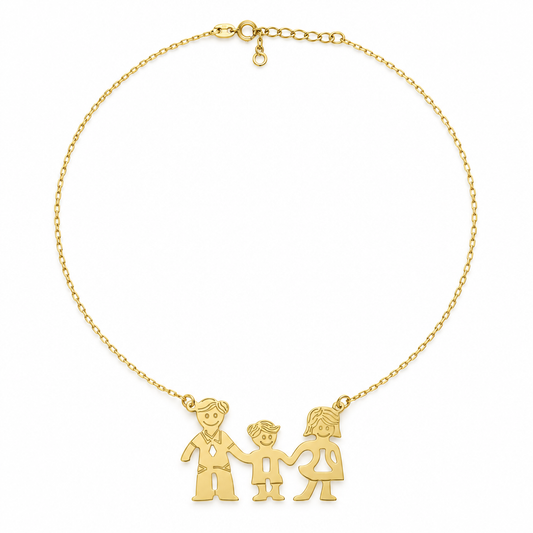 Lantisor Aur 14 K  Familia - Tata, Mama si Baietel
