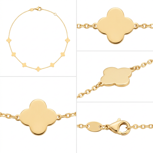 Lantisor Aur 14 K Trifoi Galbeni