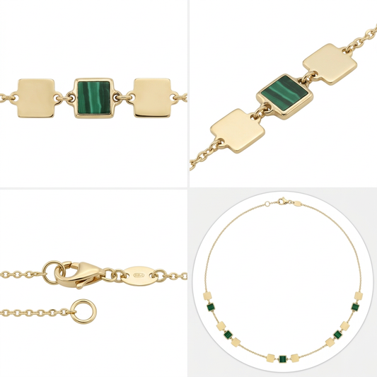 Lantisor Aur 14 K Green elements