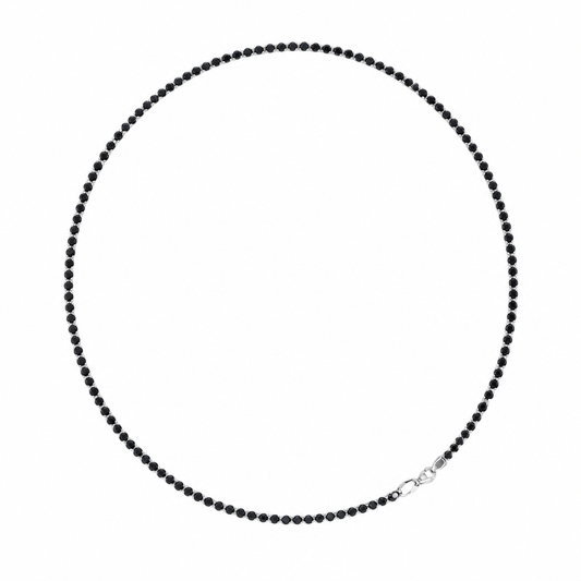 Lant Aur 14 K Tennis din Aur Alb - zirconii negre