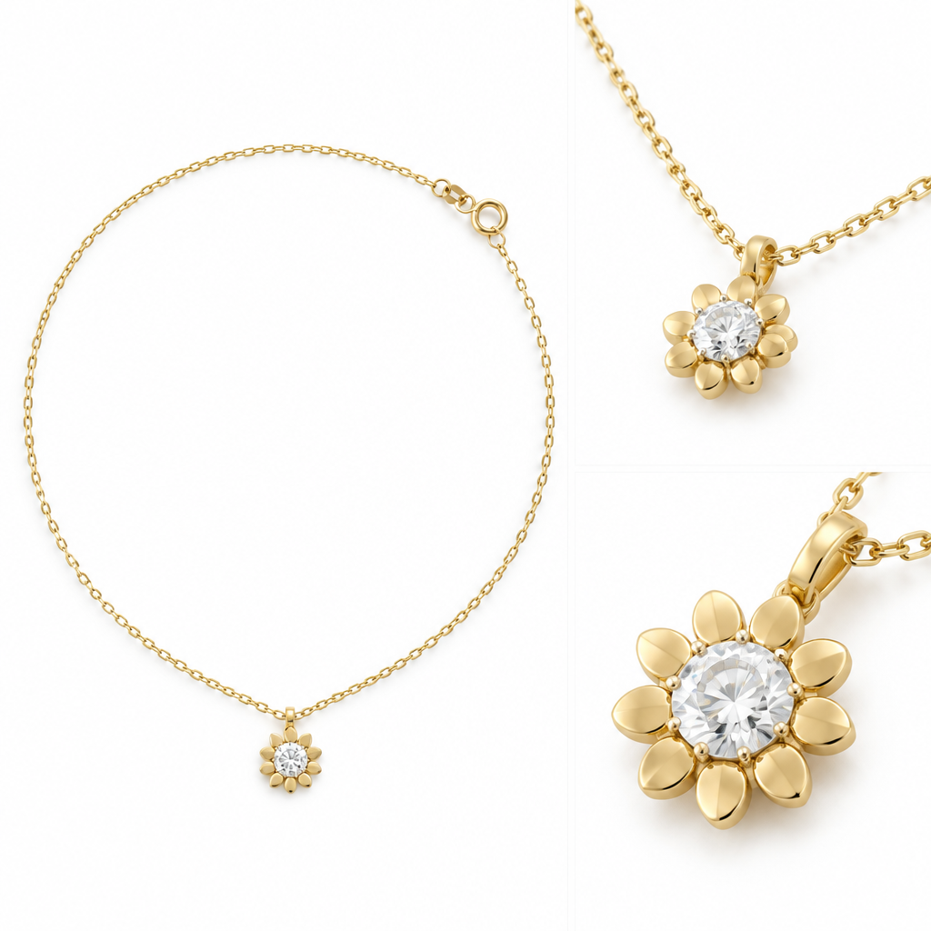 Lant Aur 14 K "Floricica cu piatra zirconia"