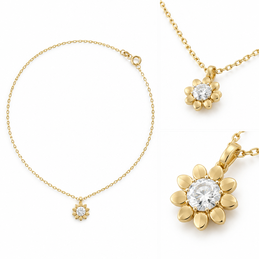 Lant Aur 14 K "Floricica cu piatra zirconia"