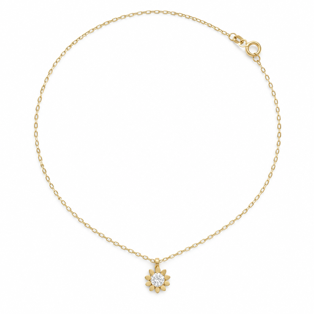 Lant Aur 14 K "Floricica cu piatra zirconia"