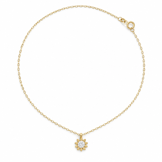 Lant Aur 14 K "Floricica cu piatra zirconia"