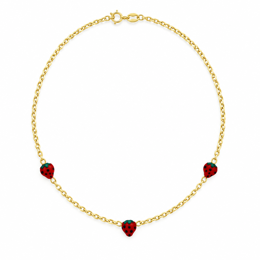 Lantisor Aur 14K copii "3 Capsunele"
