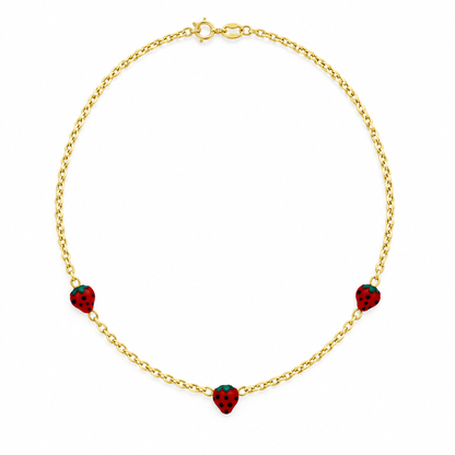 Lantisor Aur 14K copii "3 Capsunele"