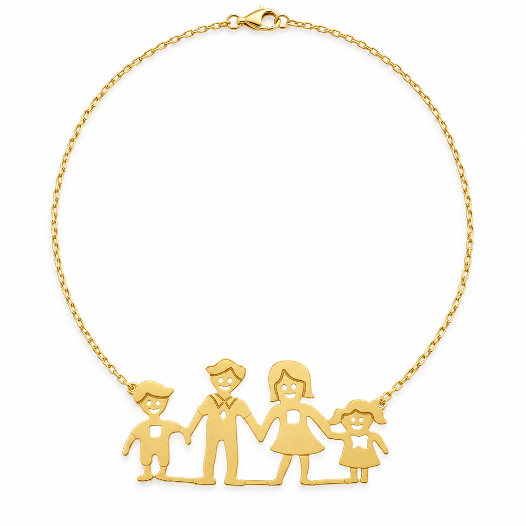Lantisor Aur 14 K Familia - Tata, Mama, Baiat si Fata