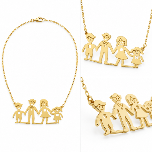Lantisor Aur 14 K Familia - Tata, Mama, Baiat si Fata
