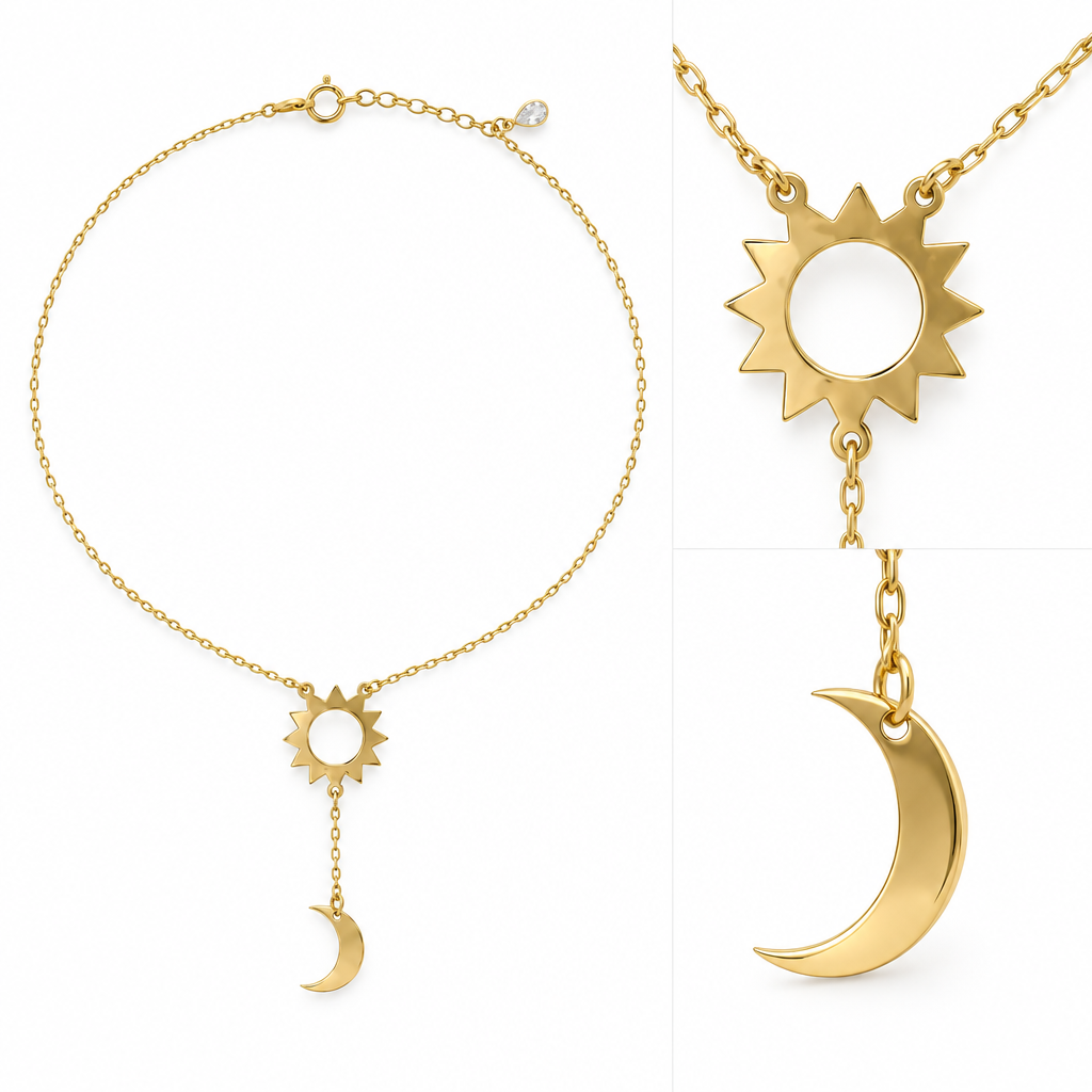 Lant Aur 14 K "Soare si Semi-luna"