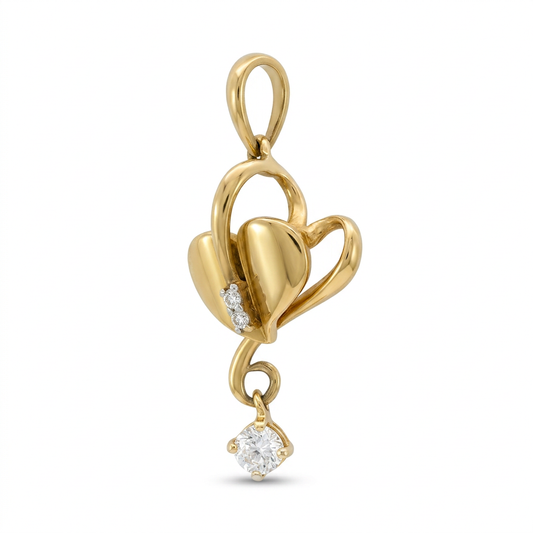 Pandantiv Aur 14 K „Inimă Elegantă cu Piatră”