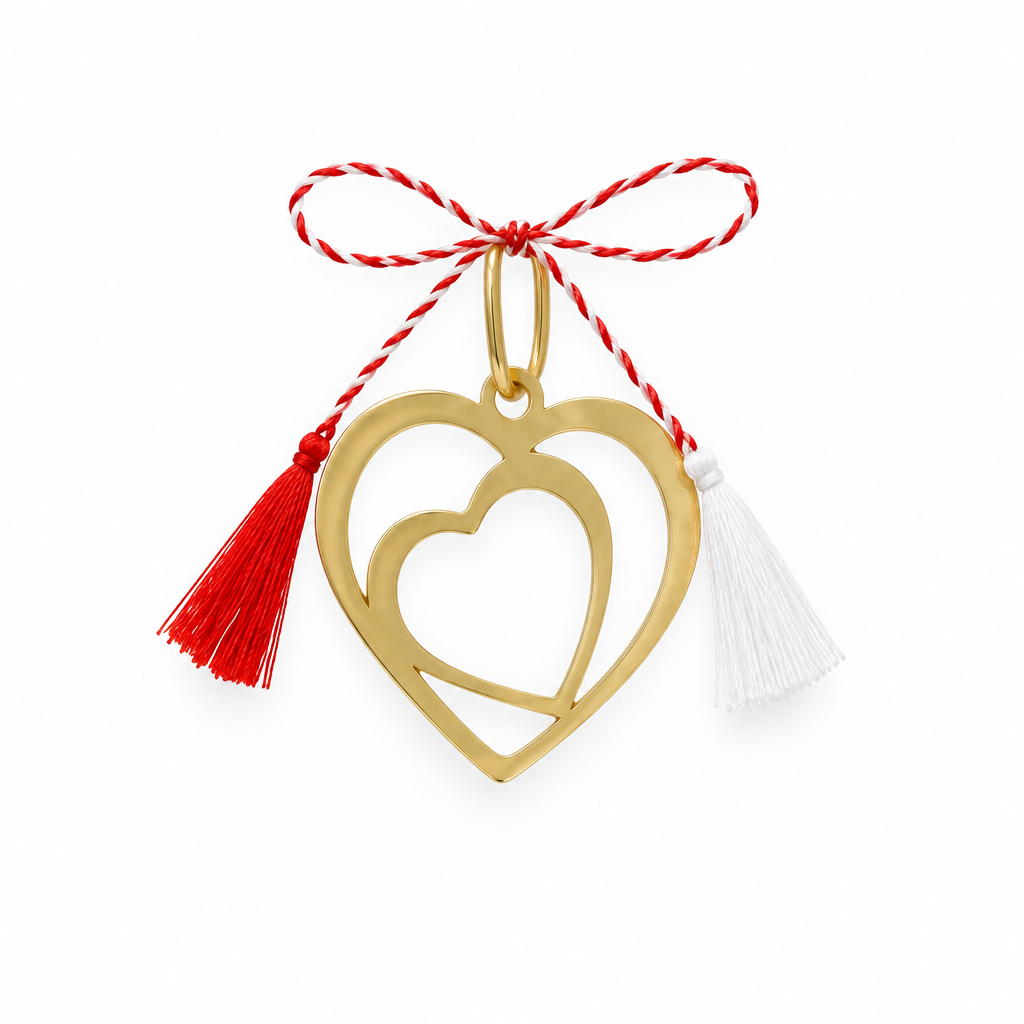 Pandantiv Aur 14 K martisor "2 Inimi"