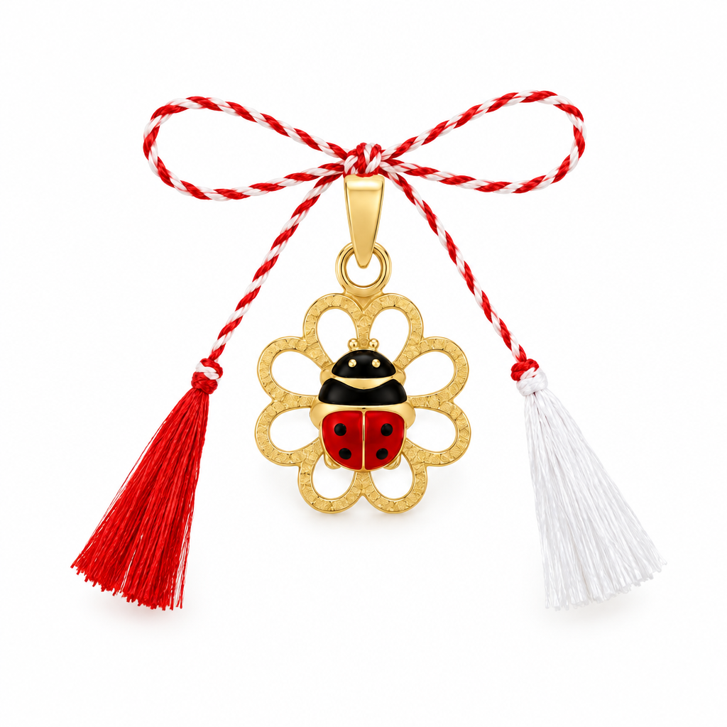 Pandativ Aur 14 K martisor "Floare si Gargarita"