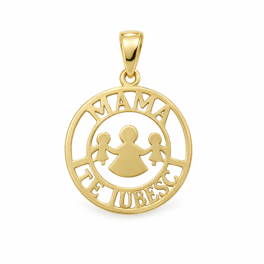 Pandativ Aur 14 K martisor "Mama te iubesc"