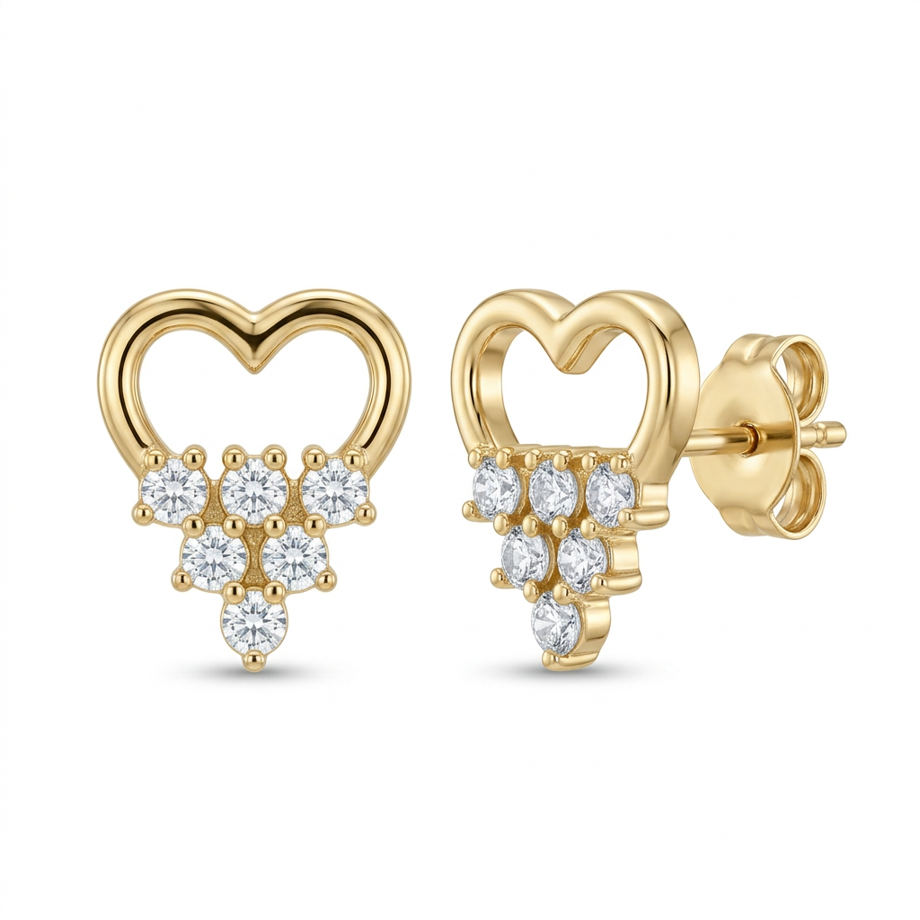 Cercei Aur 14K surub dama Inima Splendor