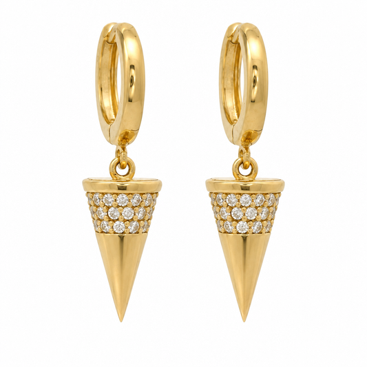 Cercei Aur 14 K dama pandantiv conic