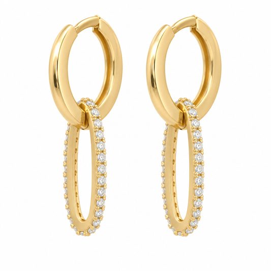 Cercei Aur 14 K dama pandantiv oval