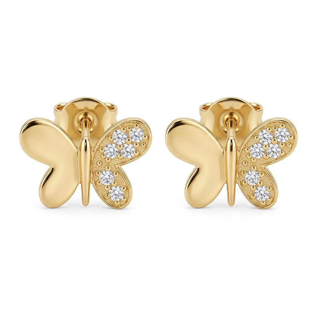 Cercei Aur 14K surub dama Libelula Mare / Mica