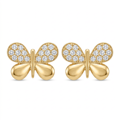 Cercei Aur 14K surub dama Fluture Mare