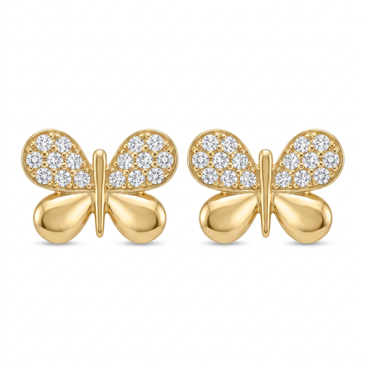 Cercei Aur 14K surub dama Fluture Mare
