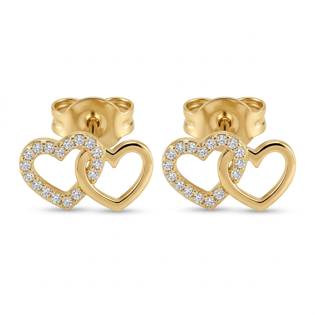 Cercei Aur 14K surub dama Cross Heart