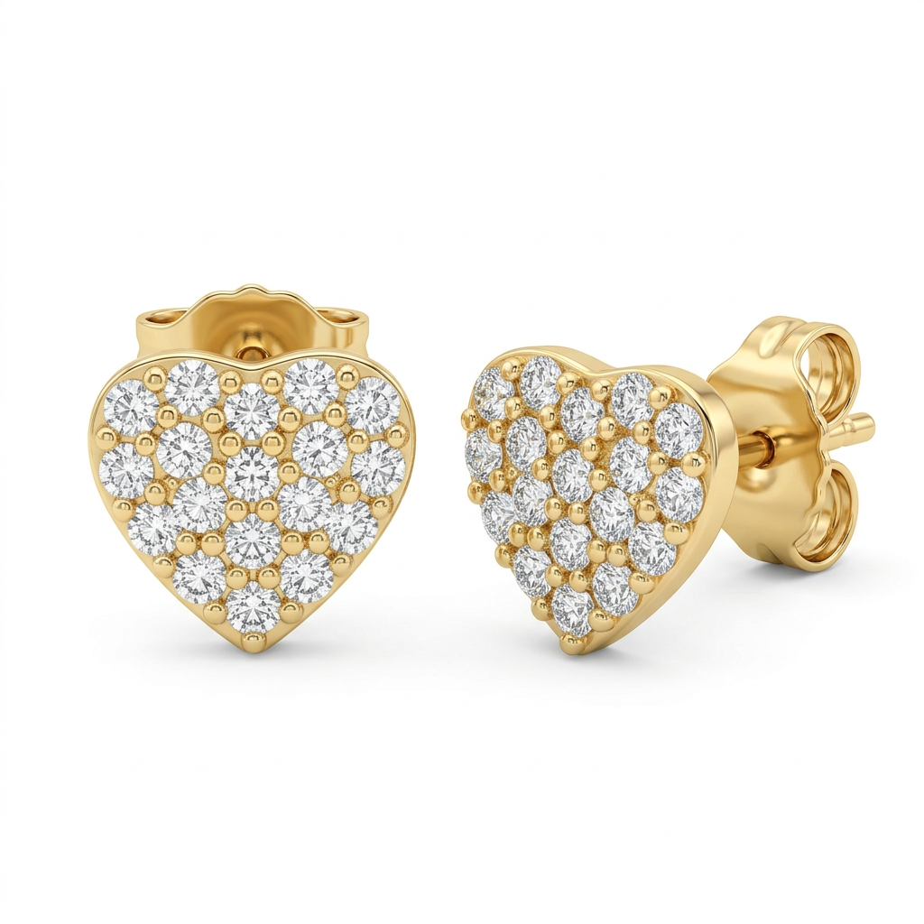 Cercei Aur 14K surub dama Inima Pure
