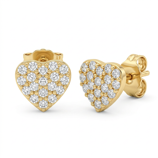 Cercei Aur 14K surub dama Inima Pure