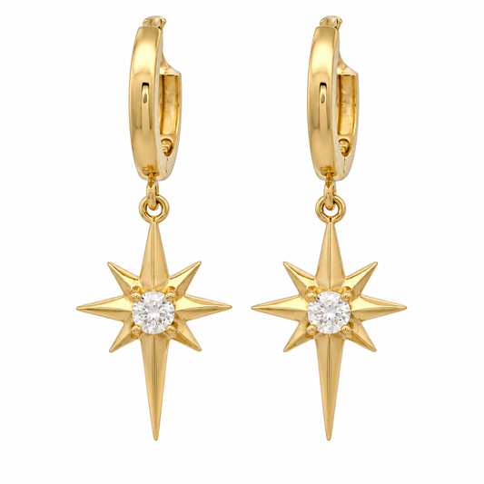 Cercei Aur 14 K dama Stea Polara