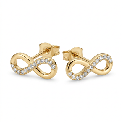 Cercei Aur 14K surub dama Infinit Stones Half