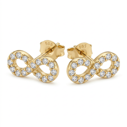 Cercei Aur 14K surub dama Infinit Stones