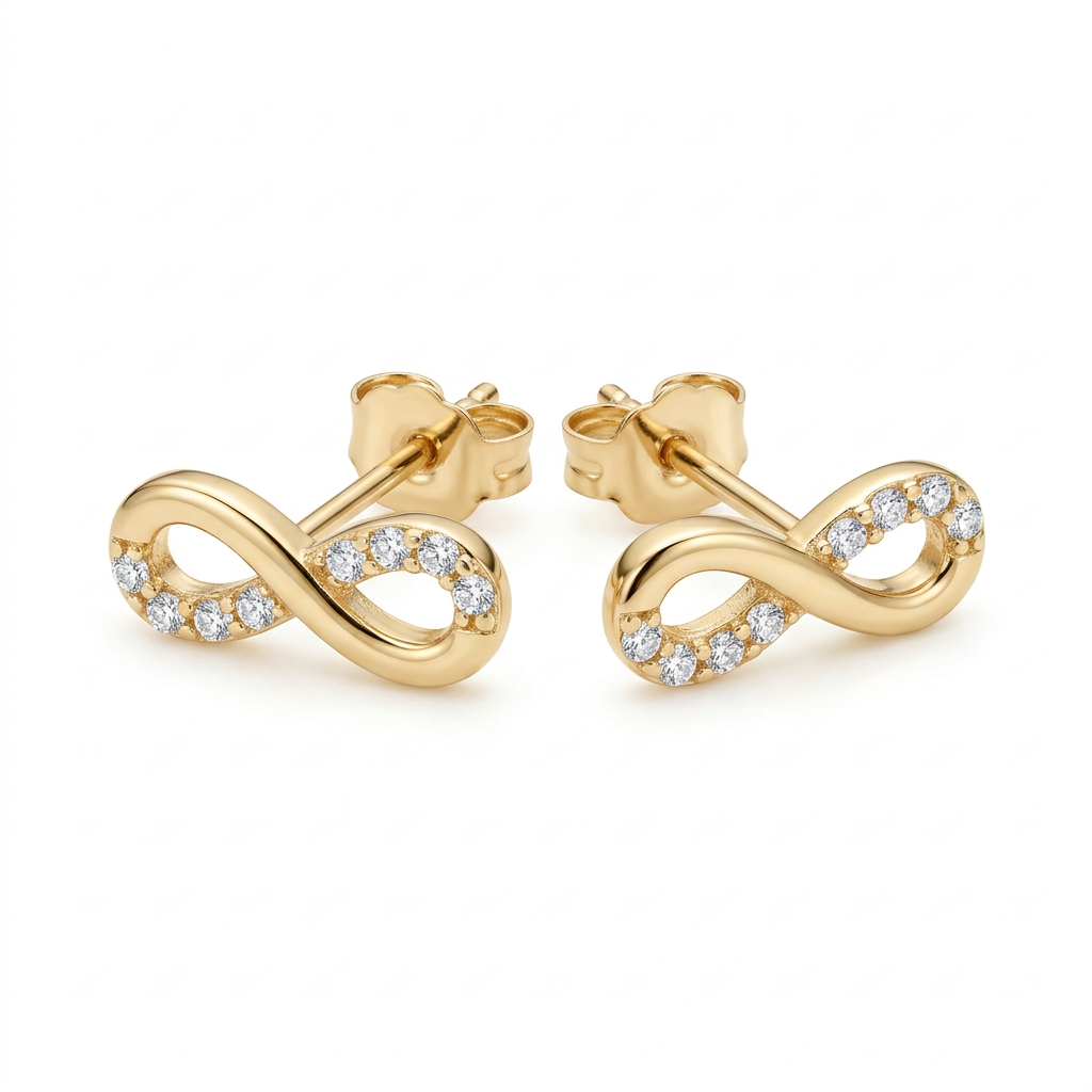 Cercei Aur 14K surub dama Infinit Halfy Little