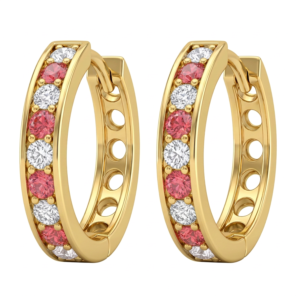 Cercei Aur 14K copii Creole Red Whity