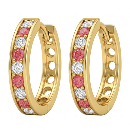 Cercei Aur 14K copii Creole Red Whity