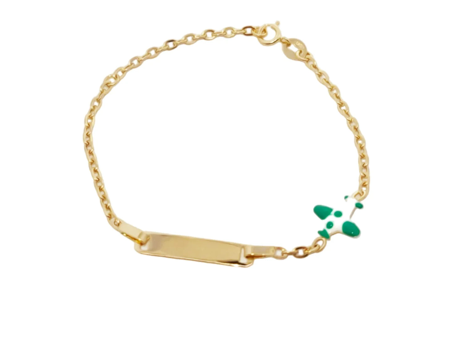 Bratara copii "Avion Alb-Verde" cu placuta - Antonia Gold