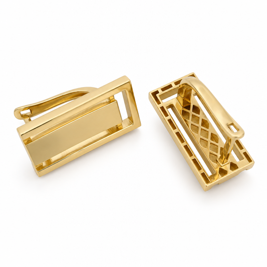 Set Aur 14 K Cercei și Inel Geometric