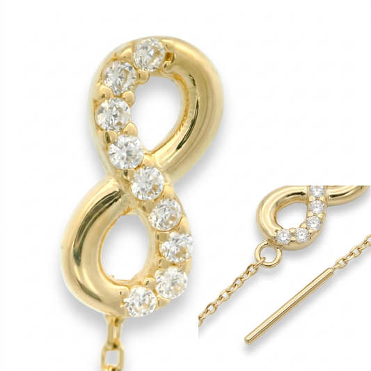Cercei Aur 14K lantisor Infinit Half Stones