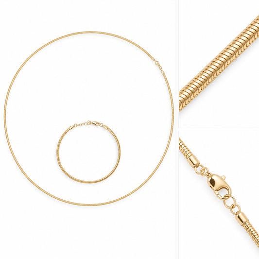 Set Aur 14 K lant si bratara model sarpe