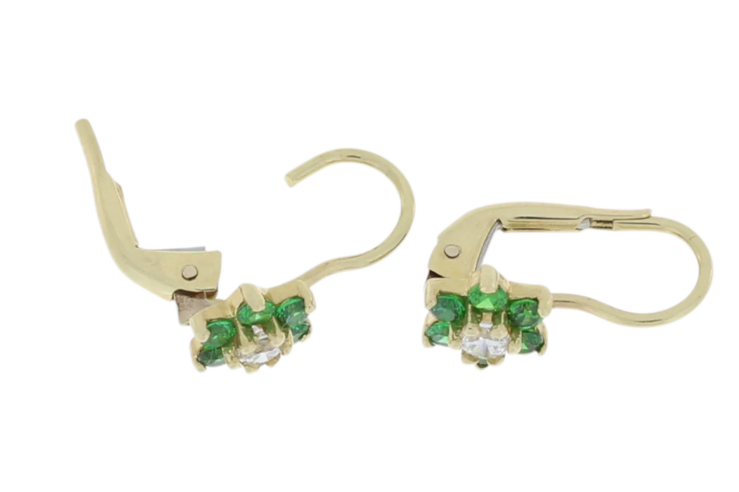Cercei bebelusi cu detaliu floral "Verde cu Alb" - Antonia Gold