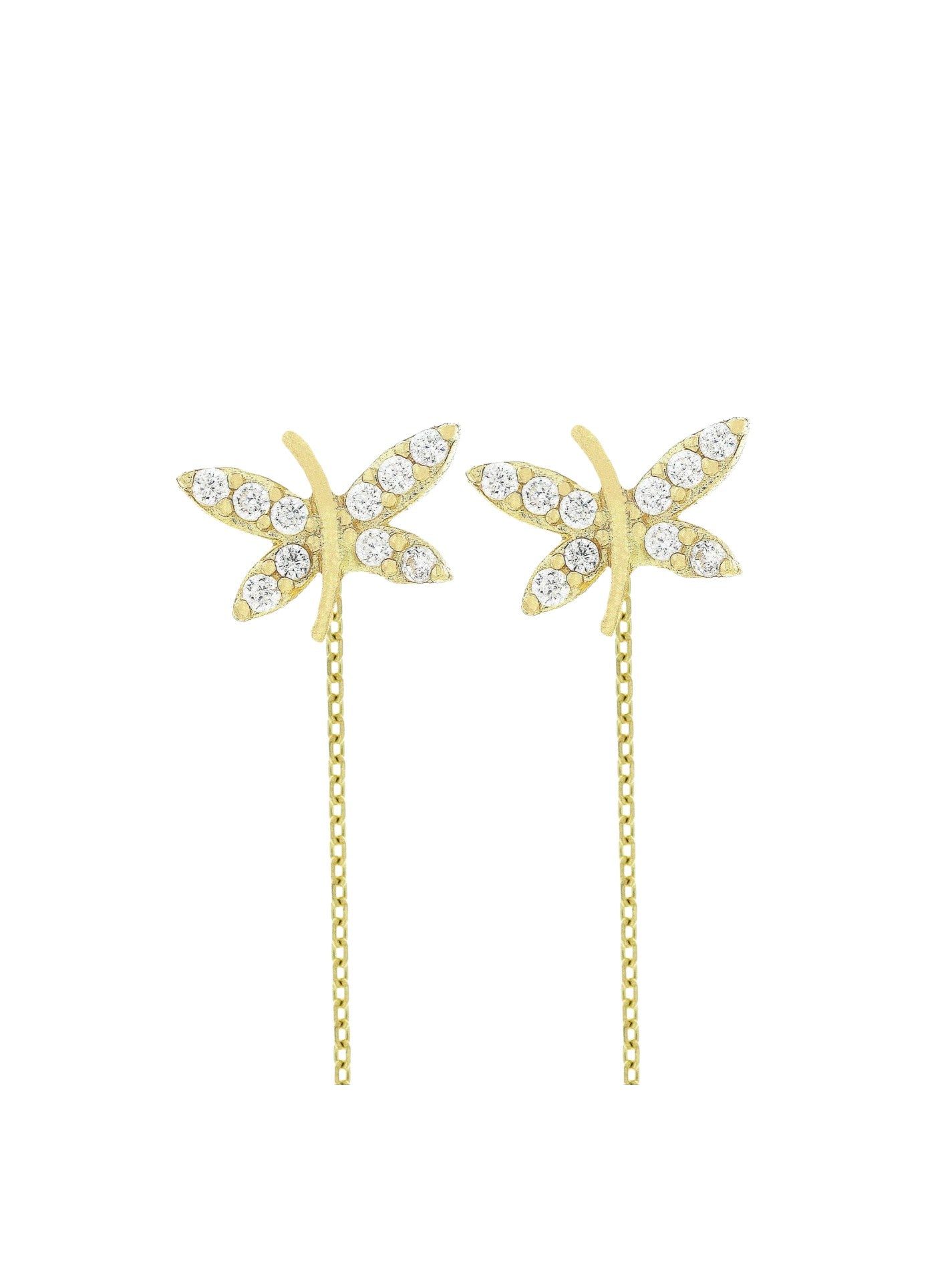 Cercei cu lantisor "Libelula - pietre zirconia"