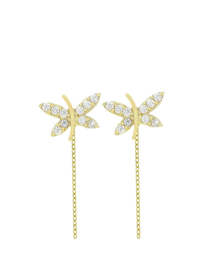 Cercei cu lantisor "Libelula - pietre zirconia"