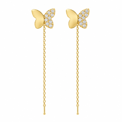 Cercei Aur 14K lantisor "Fluture cu pietre zirconia"