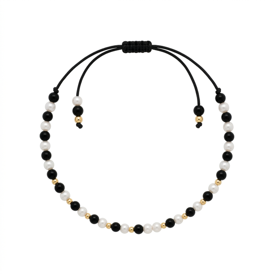 Bratara Aur 14K Snur Perle Harm Onix