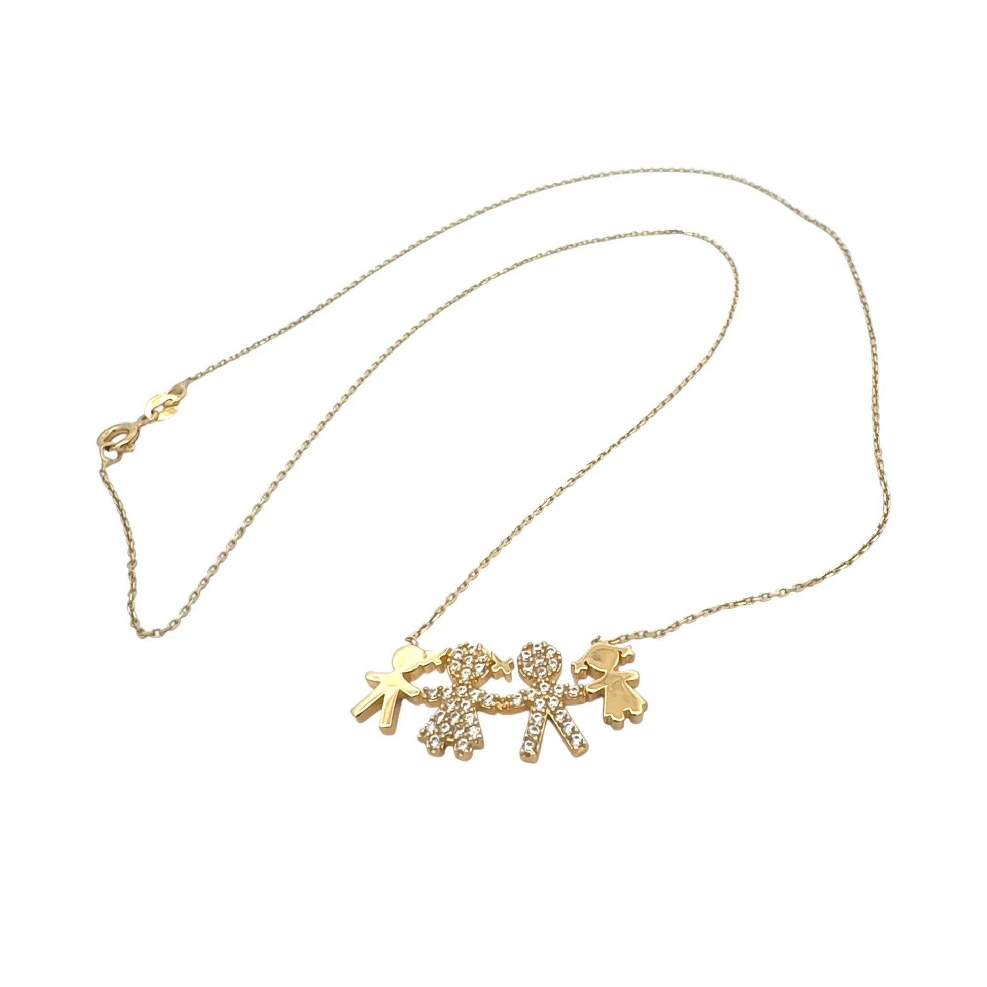 Lantisor Familia - Tata, Mama si Copii (B+F) cu pietre - Antonia Gold