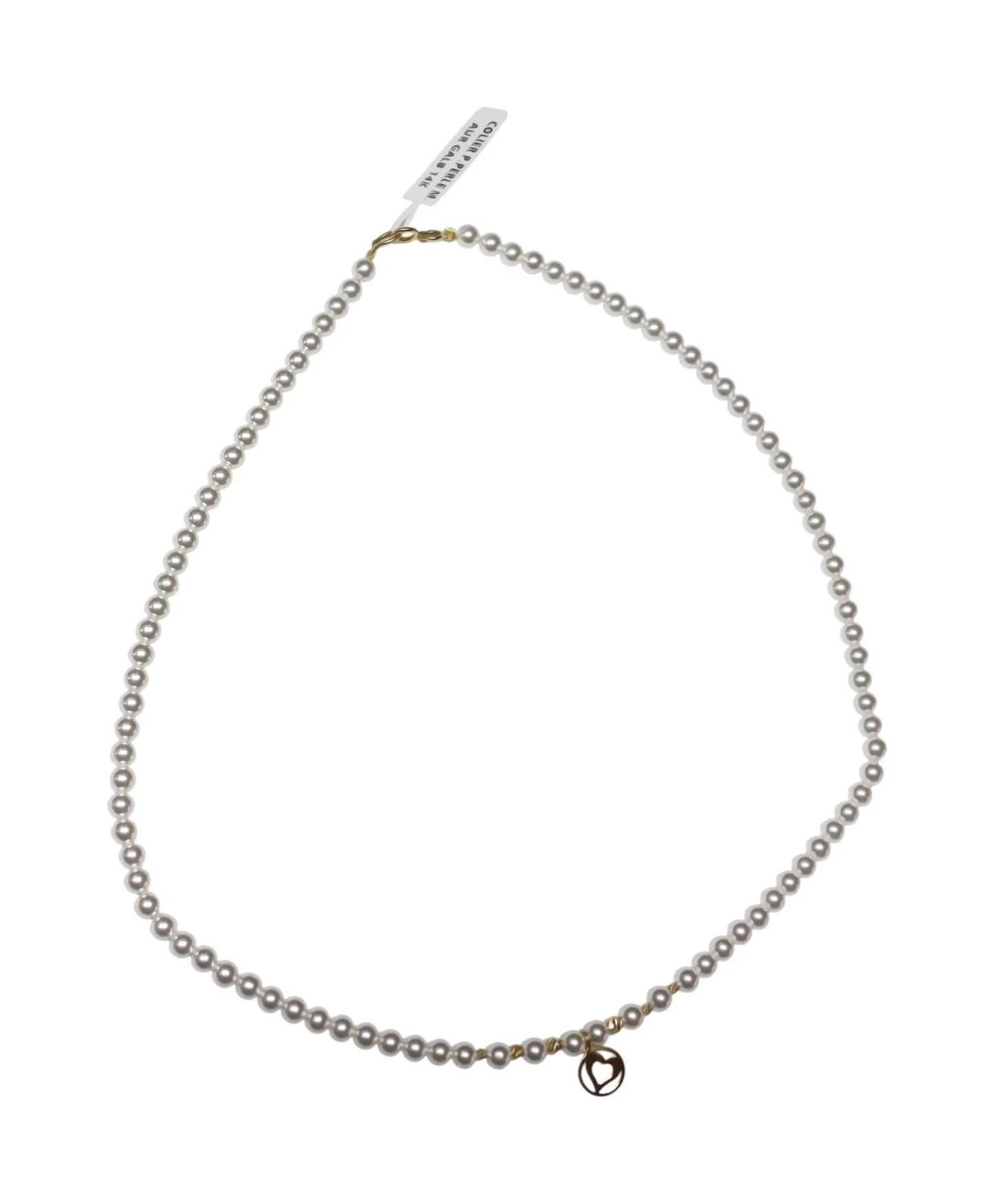 Colier perle de cultura si Aur - Inima - Antonia Gold