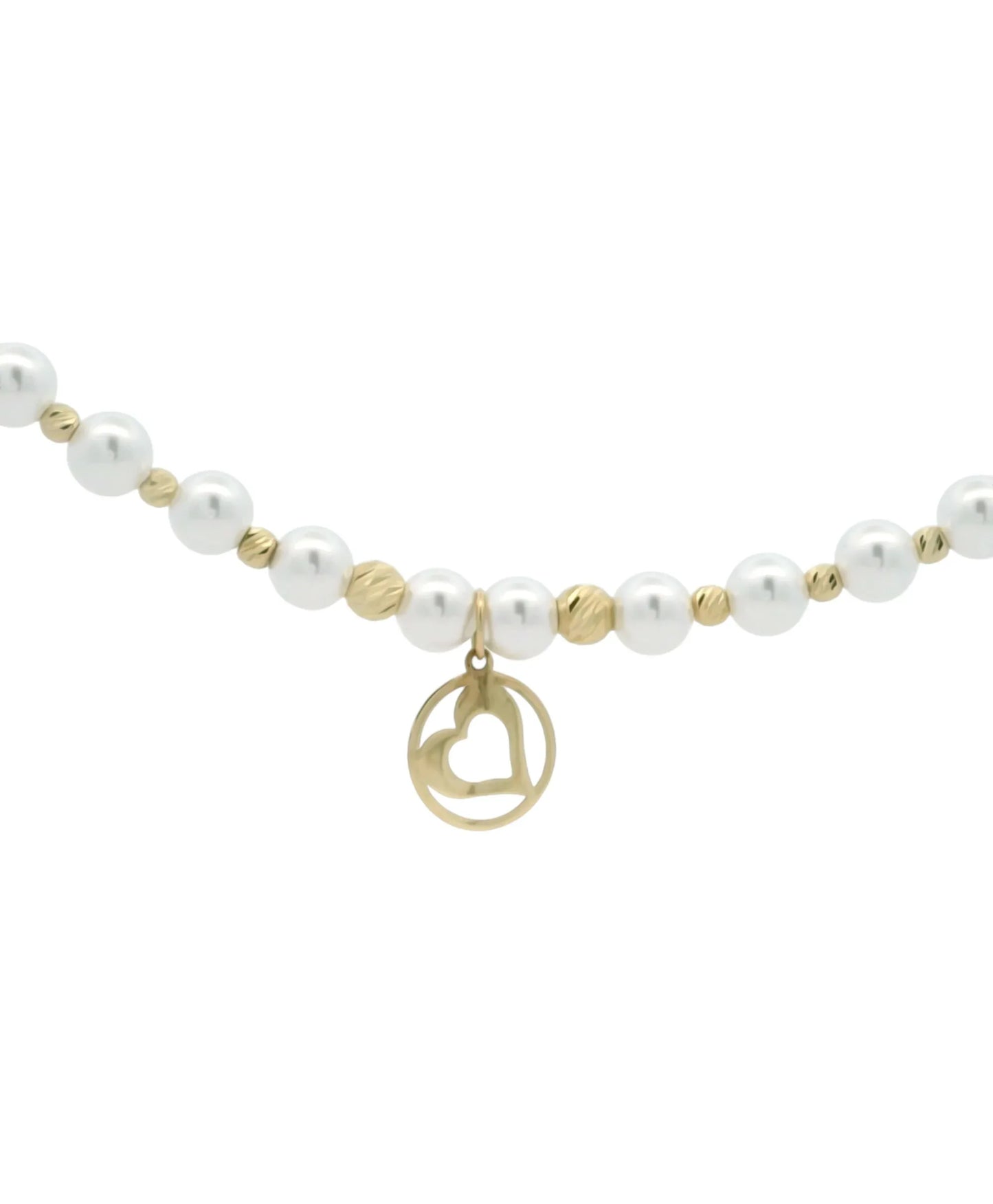 Colier perle de cultura si Aur - Inima - Antonia Gold