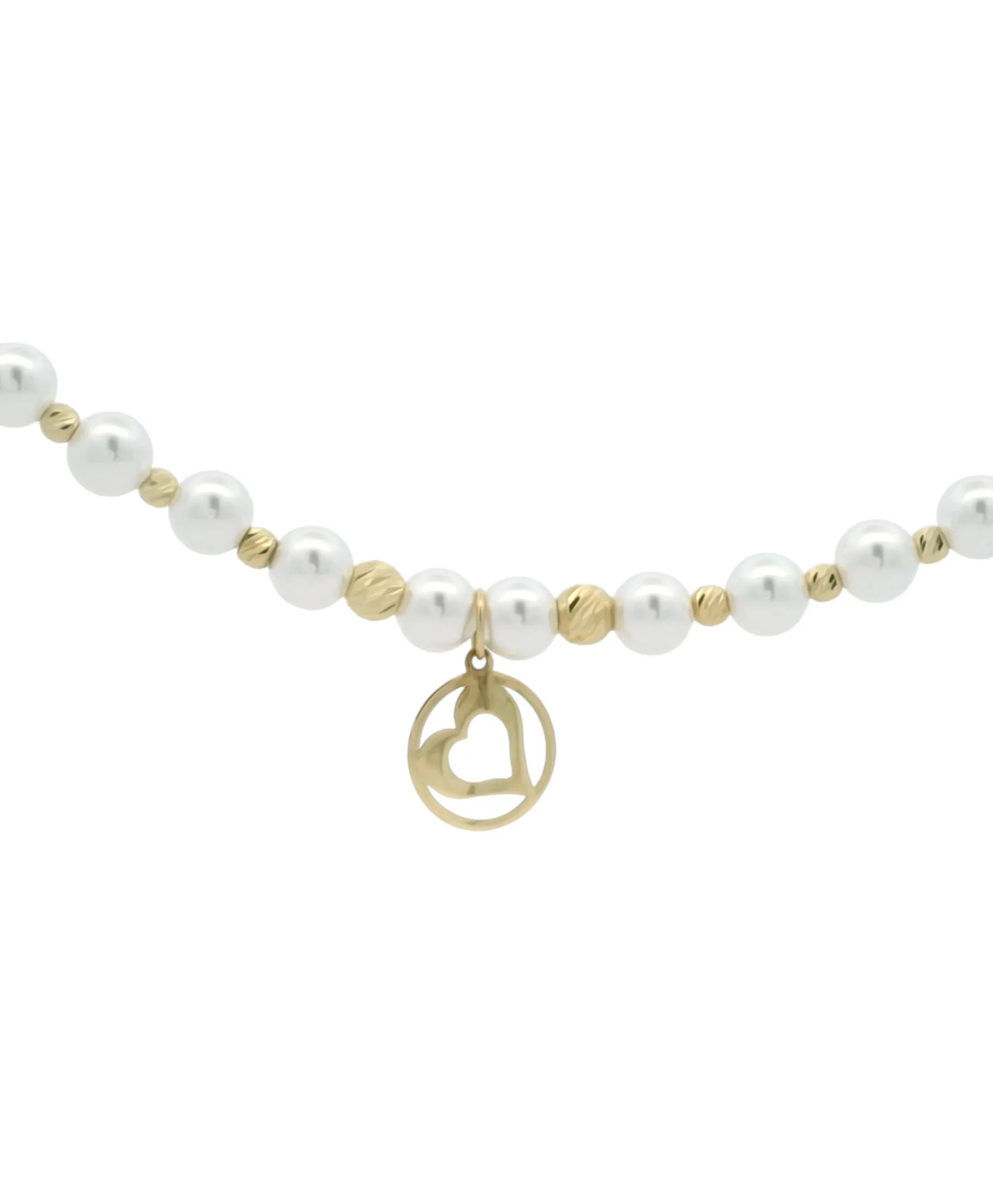 Colier perle de cultura si Aur - Inima - Antonia Gold