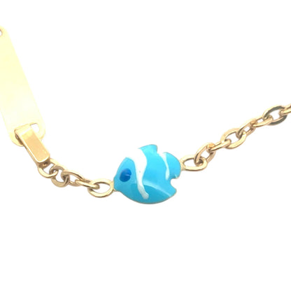 Bratara copii "Pestisor albastru" cu placuta - Antonia Gold